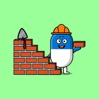 Kawaii kapsül tıp çizgi film karakterini çizgi film yüz çizimleri ile ayarla