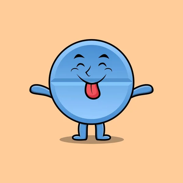 Cute Cartoon Pill Medicine Character Flashy Expression Cute Style — Vettoriale Stock