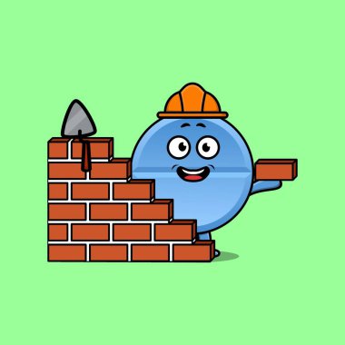 Modern stil tasarımında mutlu ifadesi olan sevimli çizgi film ilaç karakteri. 