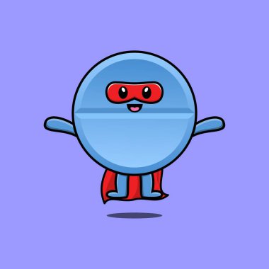 Çizgi film vektörünü konsept düz modern olarak derisini yüzen sevimli süper kahraman.