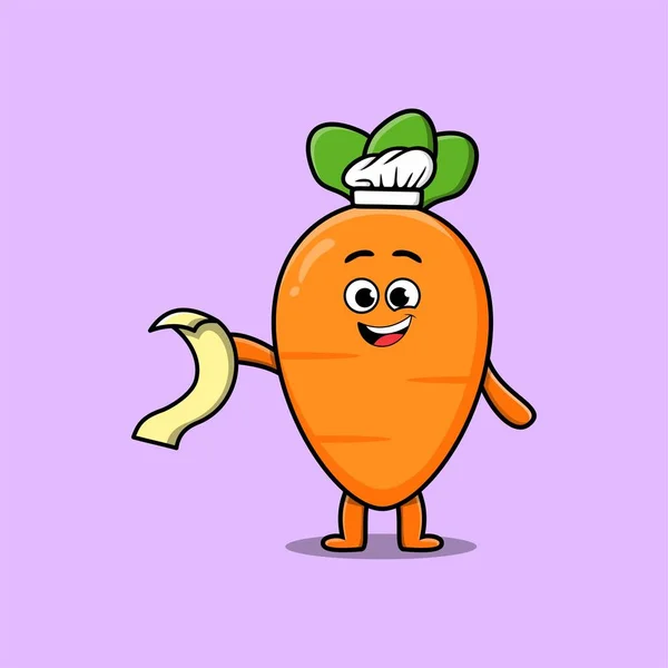 Cute Cartoon Carrot Chef Character Menu Hand — Wektor stockowy
