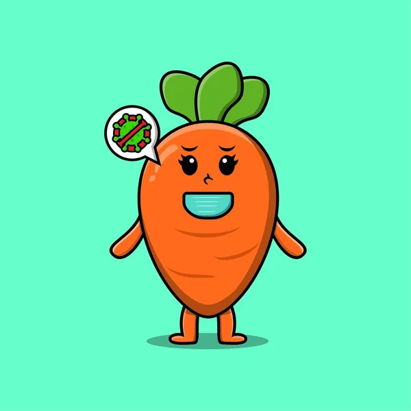 Cute Cartoon Illustration Carrot Using Mask Prevent Corona Virus Cute — Stock Vector