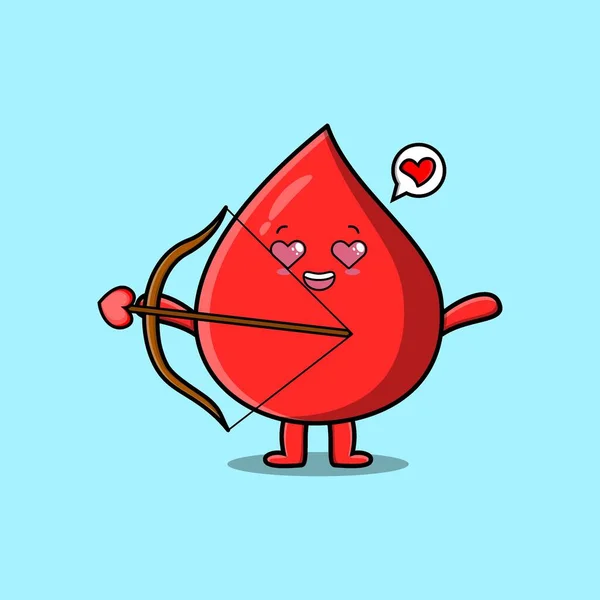 Cute Cartoon Mascot Character Romantic Cupid Blood Drop Love Arrow — Stock Vector