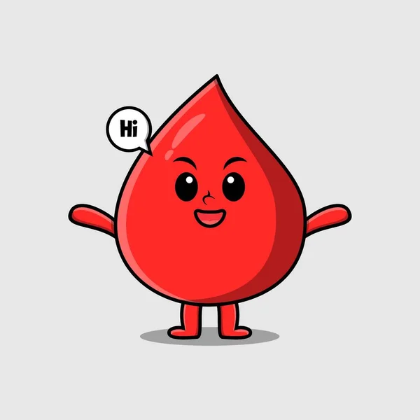 Cute Cartoon Blood Drop Character Happy Expression Modern Style Design — Vector de stock