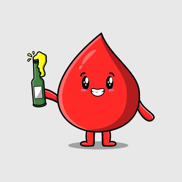 Cute Cartoon Character Blood Drop Soda Bottle Modern Cute Style — Stockvector