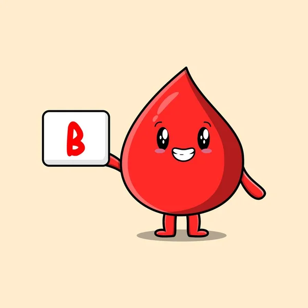 Cartoon Red Drops Blood Type Sign Hands Vector Image Illustration — Vector de stock