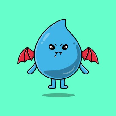 Şirin maskot çizgi filmi Su, sevimli modern tarzda kanatları olan drakula karakterini düşürür.