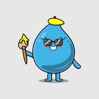 Şirin bir çizgi film karakteri. Şapkalı su damlası ressamı ve şirin tasarım tasarımı için fırça.