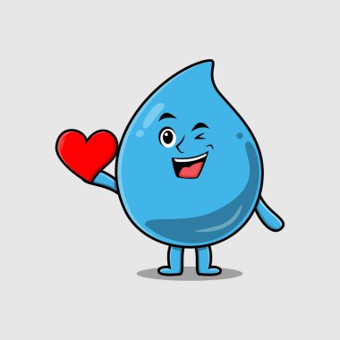 Modern stil tasarımında büyük kırmızı kalp taşıyan sevimli çizgi film karakteri.