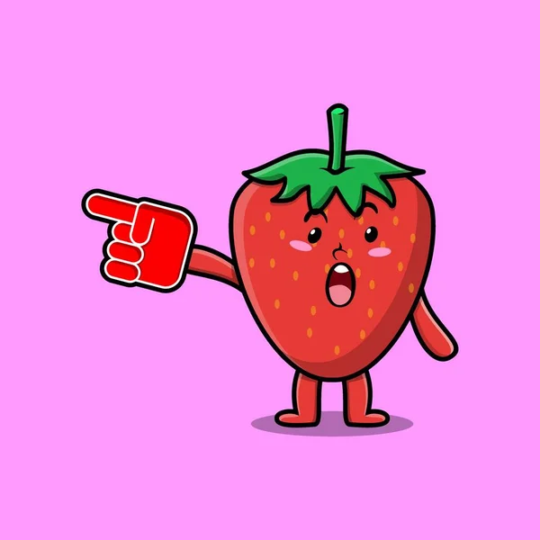 Cute Cartoon Strawberry Foam Finger Glove Modern Design — стоковый вектор