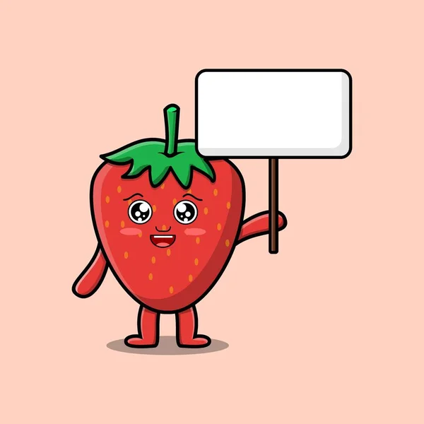 Kawaii Strawberry Cartoon Character Expressions Cartoon Face Vector Illustrations — стоковый вектор