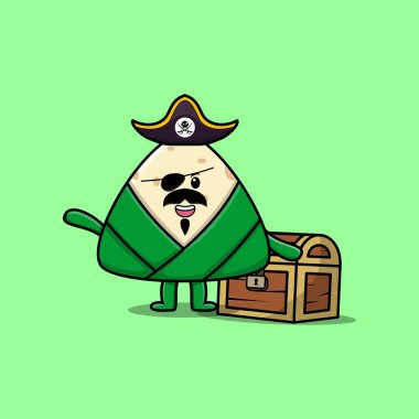 kawaii chinese rice dumpling cartoon character with different expressions cartoon illustrations