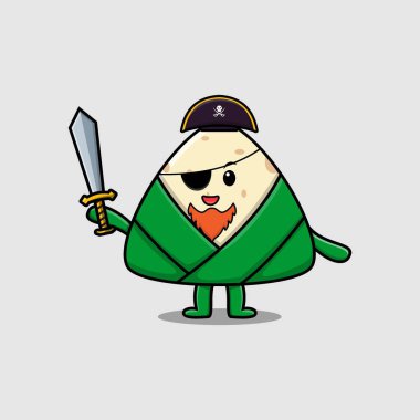 kawaii chinese rice dumpling cartoon character with different expressions cartoon illustrations