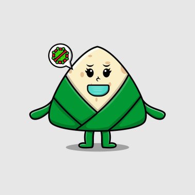 kawaii chinese rice dumpling cartoon character with different expressions cartoon illustrations