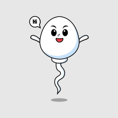 Cute cartoon sperm character with happy expression in modern style design