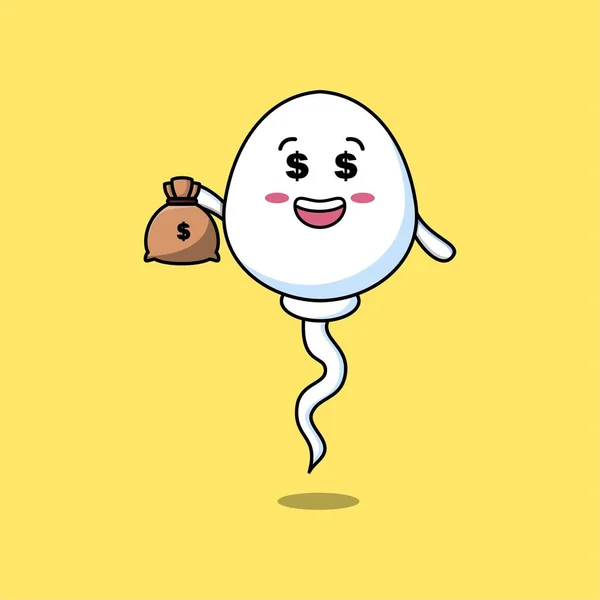 Cute Cartoon Crazy Rich Sperm Money Bag Shaped Funny Modern — Διανυσματικό Αρχείο