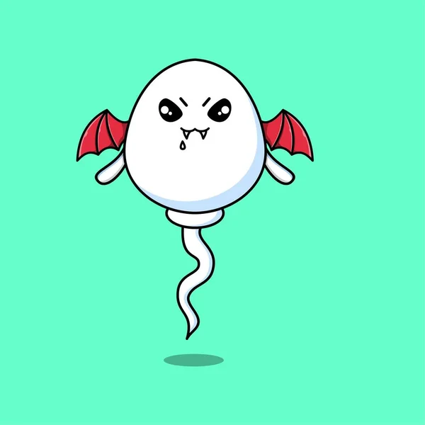 Cute Mascot Cartoon Sperm Character Dracula Wings Cute Modern Style — Image vectorielle