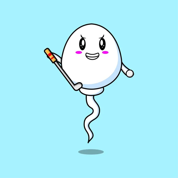 Cute Cartoon Sperm Character Playing Golf Concept Flat Cartoon Style — Διανυσματικό Αρχείο