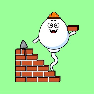 Cute cartoon sperm as mason character in flat modern style design