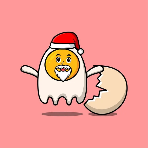 Χαριτωμένο Χαρακτήρα Μασκότ Κινουμένων Σχεδίων Fried Αυγά Santa Claus Χαρακτήρα — Διανυσματικό Αρχείο