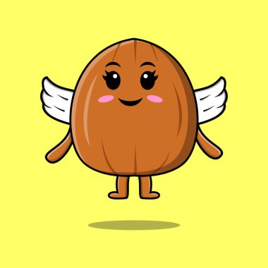 Modern stil tasarımında kanat takan tatlı bir çizgi film karakteri.