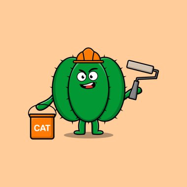 Çizgi film kaktüsü düz modern tasarım illüstrasyonunda bir karakter çizimi.