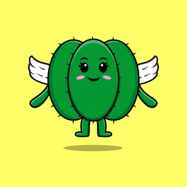 Modern tarz tasarım illüstrasyonunda kanat takan sevimli karpuz karakteri.