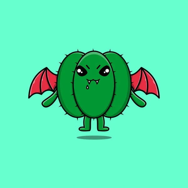 Mignon Personnage Dessin Animé Mascotte Cactus Comme Dracula Avec Des — Image vectorielle