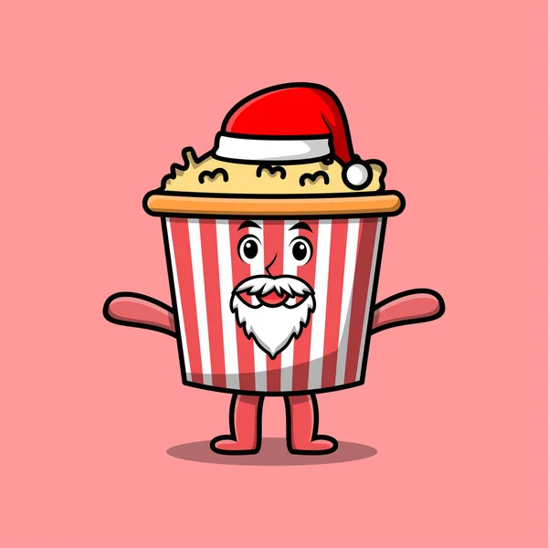 Χαριτωμένο Χαρακτήρα Μασκότ Κινουμένων Σχεδίων Popcorn Santa Claus Χαρακτήρα Χριστούγεννα — Διανυσματικό Αρχείο