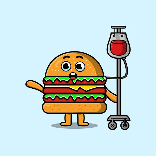 Burger Şirin Modern Tarzıyla Kan Nakli Yaptırdığı Hoş Bir Çizgi — Stok Vektör