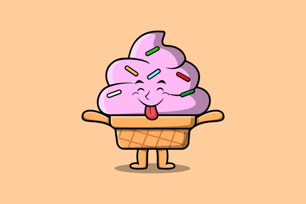Cute Cartoon Ice Cream Character Flashy Expression Modern Cute Style — Stock Vector