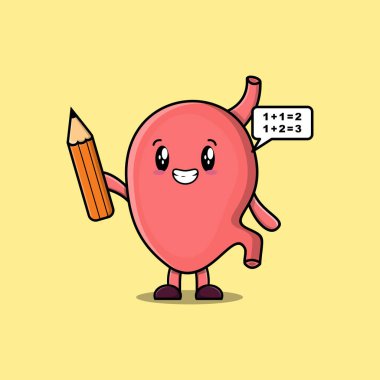 Düz modern stil tasarımı kalem tasarımı ile zeki bir karikatür öğrencisi.