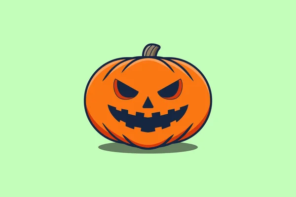 Söt Maskot Tecknad Karaktär Skrämmande Pumpa Halloween Illustration — Stock vektor