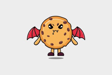 Şirin maskot çizgi filmi Bisküvi karakteri sevimli modern tarzda kanatları olan drakula karakteridir.