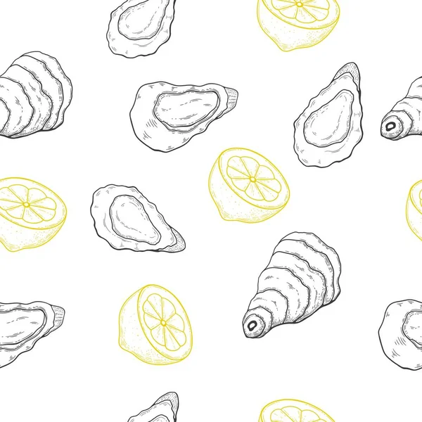 Морська Їжа Контур Кольору Безшовний Візерунок Ліцензійні Стокові Ілюстрації