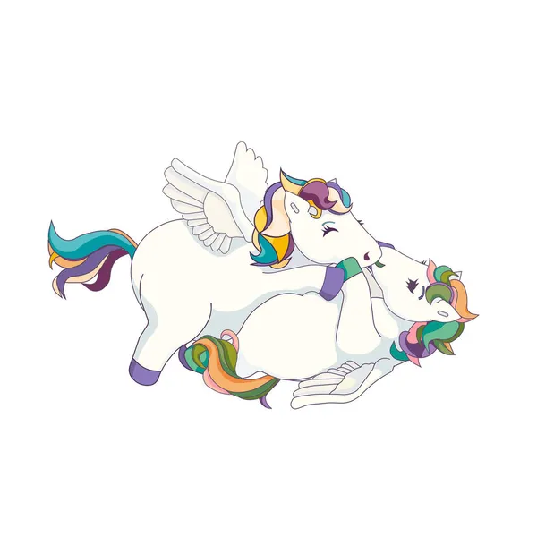 Cute Pegasus Moon Vector Pegasus Crescent Moon Απομονωμένος Pegasus Cartoon — Διανυσματικό Αρχείο