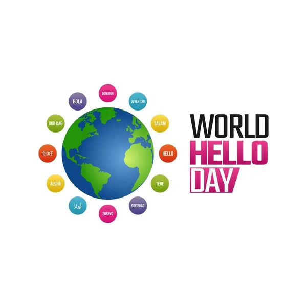 Dünyanın Vektör Grafiği Merhaba Günü Dünya Merhaba Günü Kutlaması Için — Stok Vektör