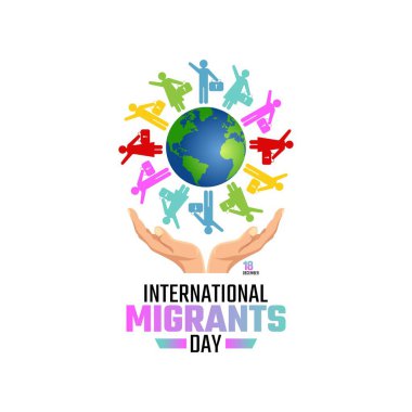 Uluslararası göçmen gününün vektör grafiği uluslararası göçmenler günü kutlamaları için iyidir. düz dizayn. İlan tasarımı. Düz illüstrasyon.