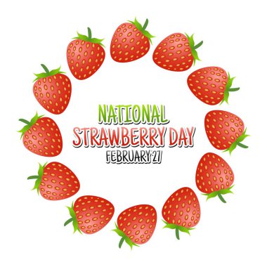 Ulusal Çilek Günü 'nün vektör grafiği ulusal çilek günü kutlamaları için iyidir. düz dizayn. İlan tasarımı. Düz illüstrasyon.