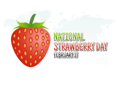 Ulusal Çilek Günü 'nün vektör grafiği ulusal çilek günü kutlamaları için iyidir. düz dizayn. İlan tasarımı. Düz illüstrasyon.