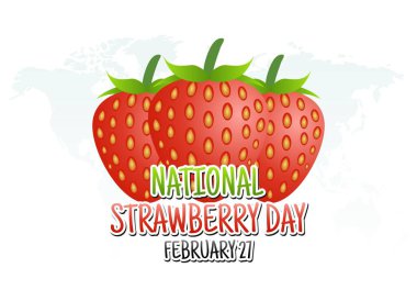 Ulusal Çilek Günü 'nün vektör grafiği ulusal çilek günü kutlamaları için iyidir. düz dizayn. İlan tasarımı. Düz illüstrasyon.