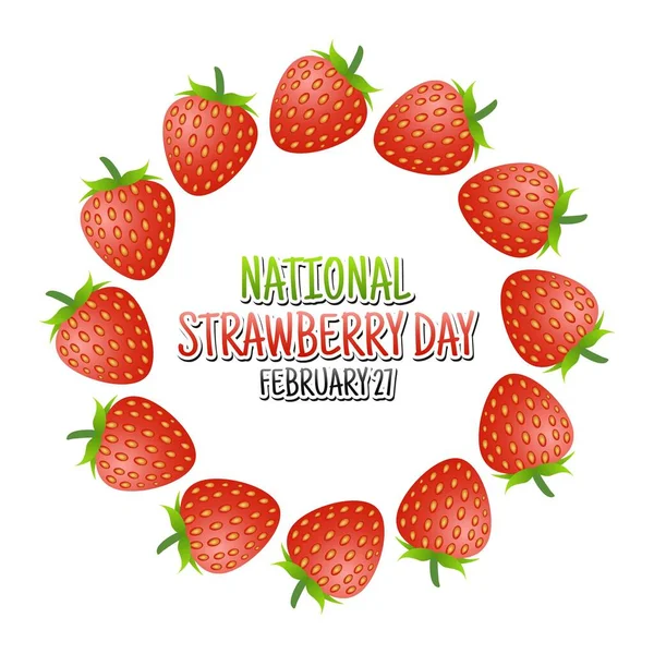 Ulusal Çilek Günü 'nün vektör grafiği ulusal çilek günü kutlamaları için iyidir. düz dizayn. İlan tasarımı. Düz illüstrasyon.