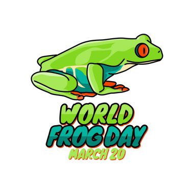 Dünya kurbağa günü vektör grafiği dünya kurbağa günü kutlaması için iyidir. düz dizayn. İlan tasarımı. Düz illüstrasyon.