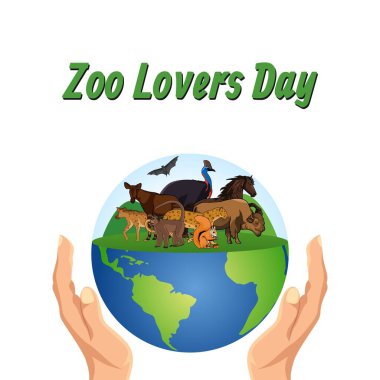 Hayvanat bahçesi aşıkları günü vektör grafiği hayvanat bahçesi aşıkları günü kutlamaları için iyidir. düz dizayn. İlan tasarımı. Düz illüstrasyon.
