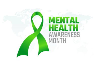 Zihinsel sağlık farkındalığı ayının vektör grafiği zihinsel sağlık farkındalığı ayı kutlamaları için iyidir. düz dizayn. İlan tasarımı. Düz illüstrasyon.