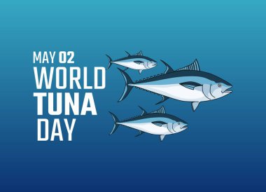 Dünya Ton Balığı Günü 'nün vektör grafiği Ton Balığı Günü kutlamaları için iyidir. düz dizayn. İlan tasarımı. Düz illüstrasyon.