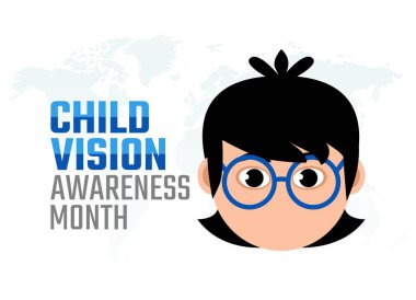 Çocuk görme farkındalığı ayının vektör grafiği çocuk görme farkındalığı ayı kutlamaları için iyidir. düz dizayn. İlan tasarımı. Düz illüstrasyon.