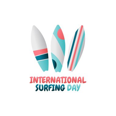 Uluslararası sörf gününün vektör grafiği uluslararası sörf günü kutlaması için iyi. düz dizayn. İlan tasarımı. Düz illüstrasyon.