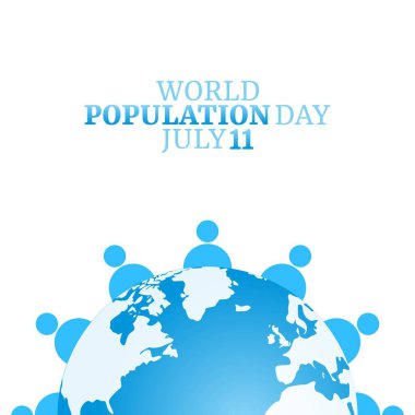 Dünya nüfus gününün vektör grafiği dünya nüfusu günü kutlamaları için iyidir. düz dizayn. İlan tasarımı. Düz illüstrasyon.