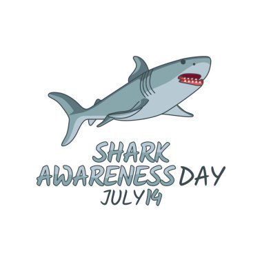 Köpekbalığı farkındalığı gününün vektör grafiği köpekbalığı farkındalığı günü kutlamaları için iyidir. düz dizayn. İlan tasarımı. Düz illüstrasyon.